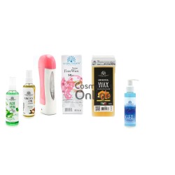 Kit pentru epilat GF 3-1, cu incalzitor roz, 50 benzi epilat, 1 cartus ceara cu miere, 3 lotiuni, art 23404